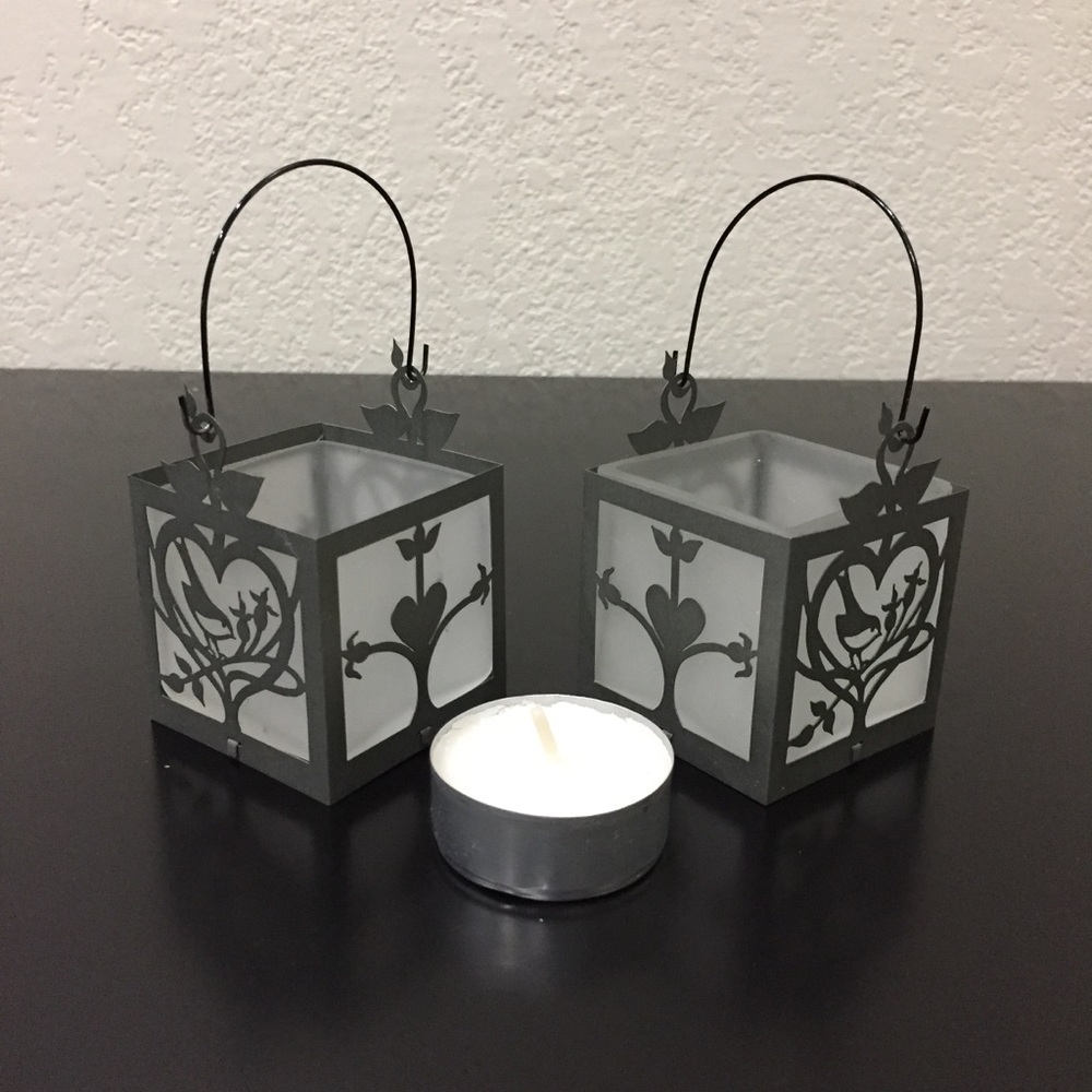 2 Metal and Glass Tealight Candleholder